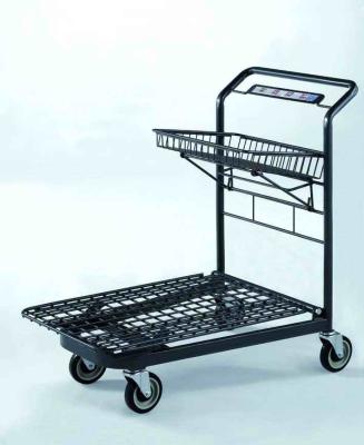 China Durable Metal Basket Shopping Trolley Shopping Trolley With Basket And 4 PU Wheels for sale