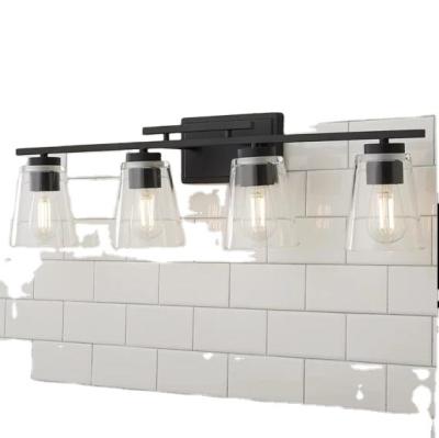 China UL Approval Modern Hot Sale Factory 4 Lights Matte Black Vanity Light For Hotel Bathroom Clear Glass Competitive Prices For Indoor for sale