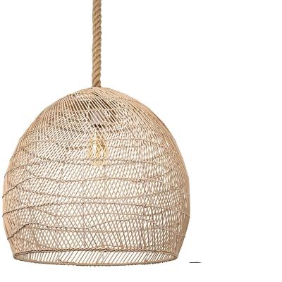 China Vintage Retro Rattan Chandelier Traditional American Handmade Bamboo Lampshade Pendant Lamp for sale