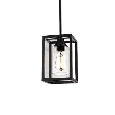 China Wholesale Contemporary Round Mini Suspended Light Matte Black Clear Glass Ceiling Hanging Pendant Light Fixture for sale