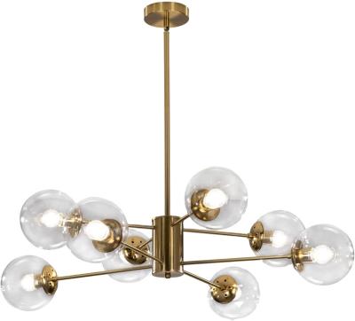 China Contemporary Nordic Luxury Gold Metal Glass Ball Bedroom Bedside With Clear Glass Chandelier Ceiling Light Drop Shape For Home Hotel for sale