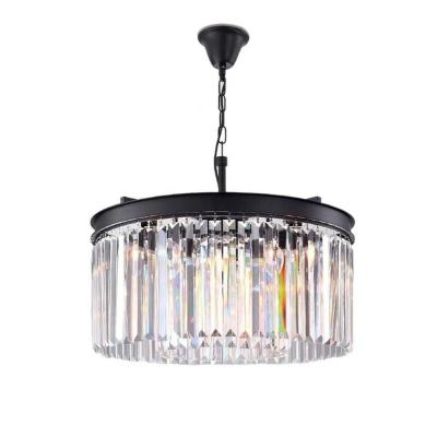 China Contemporary Black Crystal Chandelier Crystal Pendant Ceiling Light Modern Fixture 1-Tier Crystal Hanging Lighting for Dining Room for sale