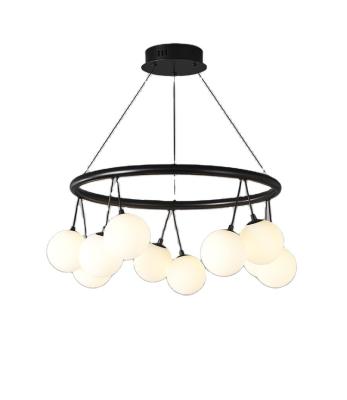 China Contemporary Custom Modern Nordic Simple Luxury Circle Chandelier Light Branch Glass Ball Size Pendent Lamp for sale