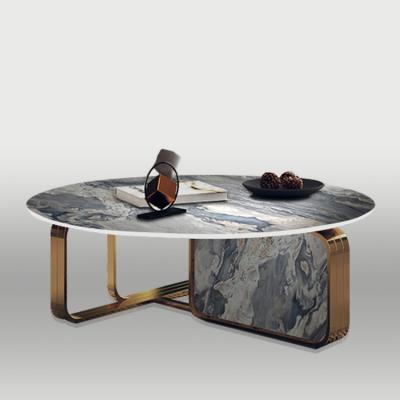 China Coffee Tables Luxury Designer Marble Coffee Table Gold Stainless Steel Center Marble Coffee Table for sale