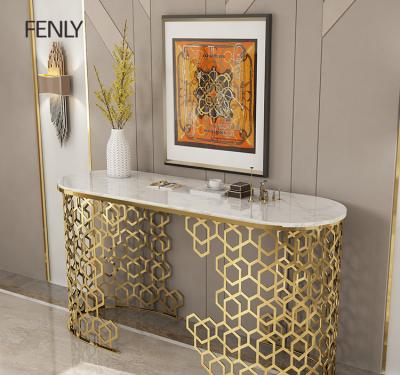 China Italian marble top luxury console table marble top modern living room furniture console table for sale