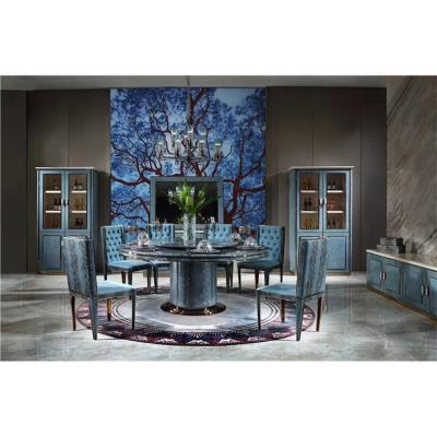 China Natural Marble Top Stone Production Technology Round Top Modern Round Dining Table Dining Table Set for sale