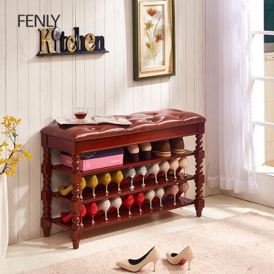 China Expandable American Shoe Organizer with Changing Stools Salon Shoe Stools Luxury Wooden Shoes Sneak for sale