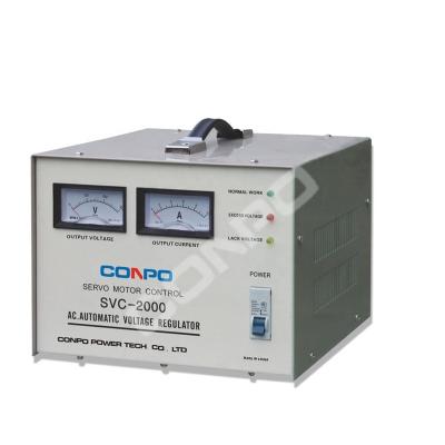 China SVC SVC-2000VA Single Phase AC Voltage Regulator AVR 220VAC/110VAC Servo Motor Type Automatic Stabilizer, CE and RoHS for sale