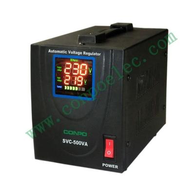 China SVC SVC-500VA Single Phase AC Voltage Stabilizer Servo Motor AVR Regulator 220V/110VAC LED Digital Display (LED) for sale