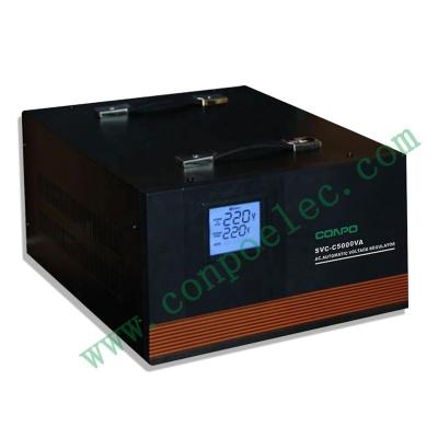 China High Accuracy Automatic Stabilizer Regulator AVR 220V/110VAC Voltage SVC SVC-C5000VA Single Phase Servo Motor AC LCD Digital Display for sale