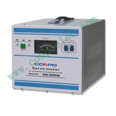 China High Accuracy Servo Motor Type AVR 220V/110V Automatic Regulator, Single Phase AC Voltage Stabilizer CE RoHS New) 2KVA SVC SVC-2000VA ( for sale