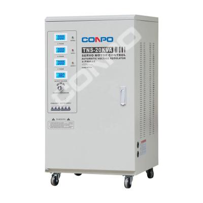 China Three Phase Servo Type Automatic Stabilizer AVR 380VAC/400VAC, 220V/230V AC Voltage Regulator TNS TNS-20KVA 20KW Digital Display for sale