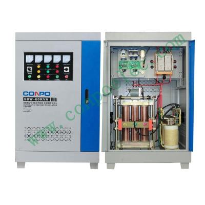 China 3Phase Voltage Regulator SBW SBW-60KVA Servo Motor Automatic Stabilizer AVR Estabilizador de voltaje 220/380/400/415VAC for sale