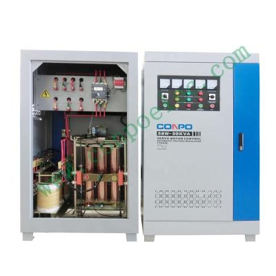 China SBW SBW-80KVA 3 Servo Motor Three Phase Type AC Voltage Stabilizer Automatic Regulator AVR 380/400/415VAC, 220/230VAC for sale