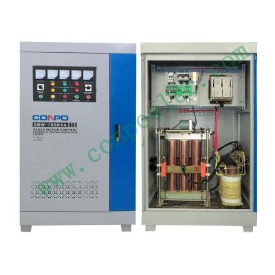 China SBW SBW-100KVA 3Phase AC Voltage Stabilizer Fully Automatic Compensated Servo Regulator AVR 380/400/415VAC, 220/230VAC for sale