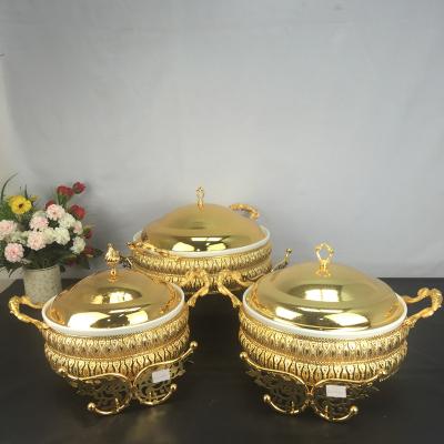 China Middle East style 2020 new 3 sizes wholesale gold / silver color Middle East style cookware food warmer for sale