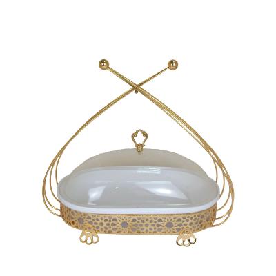 China Modern Home Use Islamic Oval Style Ceramic Tray With Cover Wholesale Ceramic Serving Tray for sale