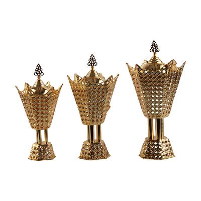 China Arabic Middle Eastern Hexagon Metal Incense Holder Gold Censer For Home Use for sale