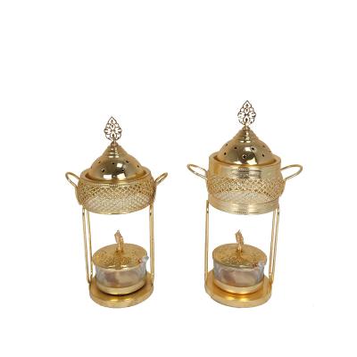 China Hot Sale Middle Eastern Style Metal Censer 3 Sizes Gold Censer Middle Eastern Style Incense Holder for sale