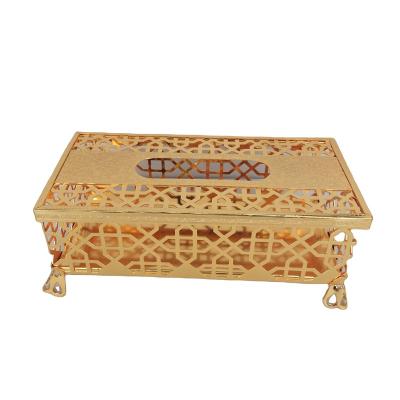 China 2021 Traditional New Design Hot Selling Tissue Box For Home Palace Hotel - Metal Gold Square Tissue Box Lid for sale