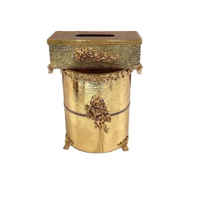 China Sustainable Luxury Unique Outdoor Industrial Arabic Tray Tissue Box Set With Dust Bin Bin Tissue Roll Holder For Kitchen Tableware Decoration for sale