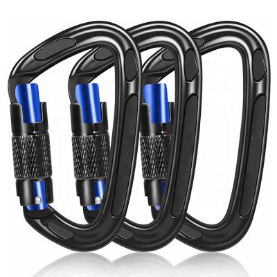 China Factory Discount Locking Carabiner Mounting Door CE Certified Aluminum Carabiner D Shape Screw Carabiner CG-CC001 for sale