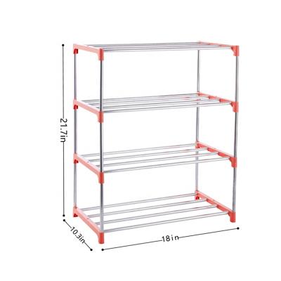 China (Size)Adjustable Cheap Diy Easy To Assemble Portable Metal Pole Foldable Corner Shoe Rack for sale