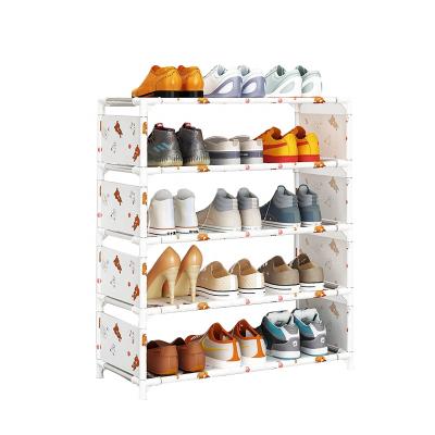 China Custom Plain Woven Adjustable (Height) Non Tensioning Stackable 3 Tier Metal Shoe Rack for sale