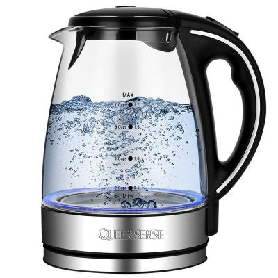 China 360 Degree Low Rotation Home Appliances 120V 1.7L Automatic LED Light Electric Kitchen Glass Kettle for sale