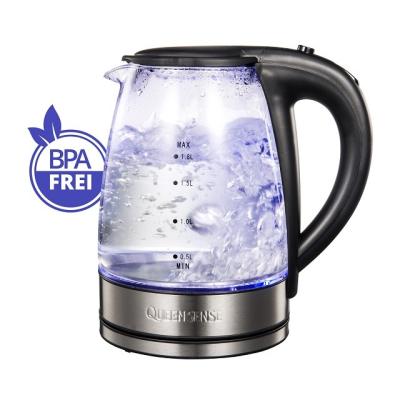 China Home Appliance 220V 1.8L Rotation Base 360 ​​Degree Electric Hot Water Boiler LED Light Glass Tea Kettles for sale