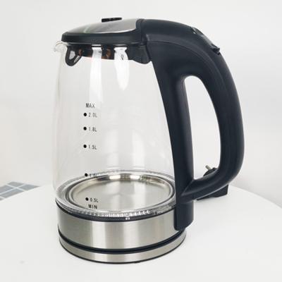 China 360 Degree 2.0L Low Rotation Kitchen Appliances Health Cordless Electric Glass Automatic Kettle Water Heater for sale