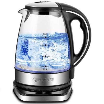 China Home Appliances 120V 220V 360 Degree Low Blue Light Rotation Temperature Control 1.7L LED Electric Glass Kettles for sale