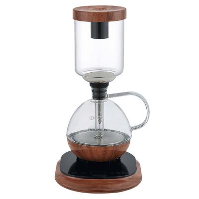 China Blue lcd display for wooden indication home kitchen siphon 3cups espresso coffee maker coffee maker machine for sale