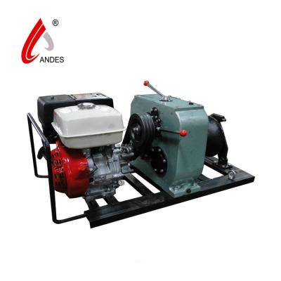 China Electric Power Construction 8 Ton Belt Driven Gasoline Engine Powered Construction Durable Wire Rope Pulling Hoist Winch for sale