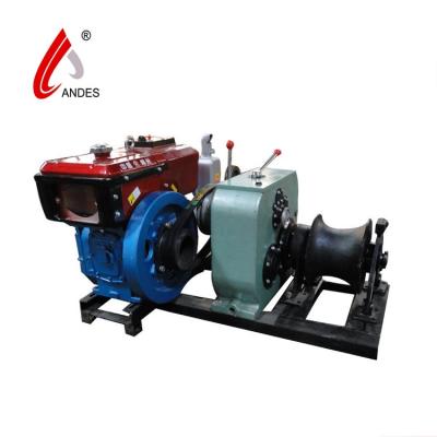 China High Quality Construction Hoisting Supply 8 Ton Diesel Engine Cable Puller Drum Belt Driven Hoist Winch for sale