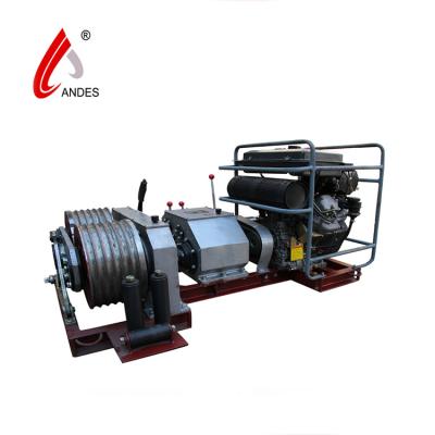 China Construction Company 5 Ton Double Drum Gasoline or Diesel Engine Powered Capstan Winch (Belt Driven) for sale