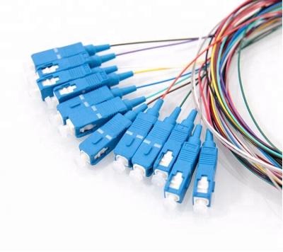 China fiber optic patch panel 12 core fan out fiber optic pigtail SC colorful fiber optic pigtail for sale