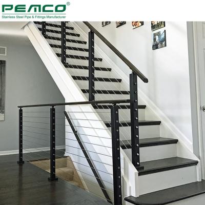 China Modern Design Wire Balustrade Balustrade Systems Staircase Stainless Steel Wire Rope Indoor Black Cable Railing for sale