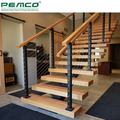 China Balcony Diy Modern Interior Wire Rope Balustrade Staircase Stainless Steel Tension Cable Vertical Rail Systems for sale