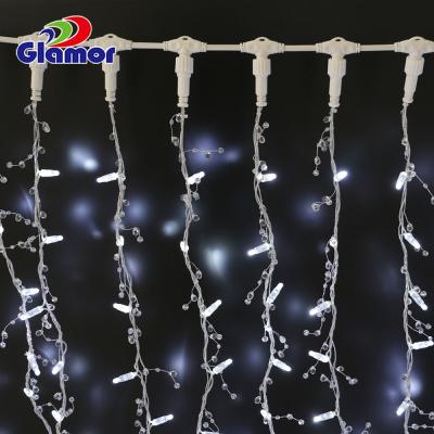 China 220-240V Outdoor Waterproof Fairy Light Icicle Decoration LED Christmas Cable IP65 Rubber Curtain Light Outdoor or Indoor for sale