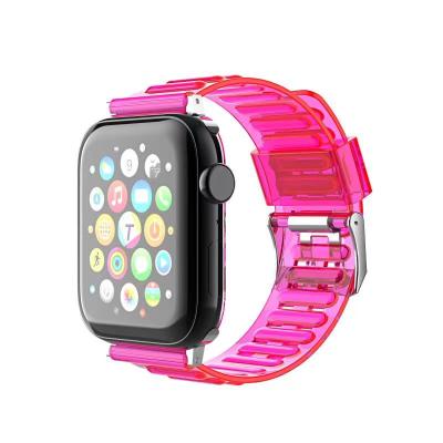 China Replcement smart watch band Leyi watch sport straps tpu color clear crystal band for apple iwatch 38 40 42 44mm smartwatch bands for sale