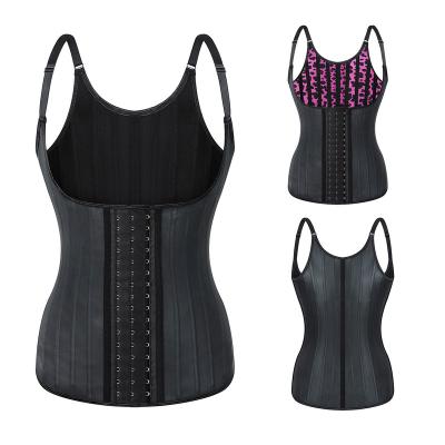 China Wholesale Adjustable OEM 25 Waist Steel Boned Trainer Corset Vest Top With Strap 100% Latex Weight Loss Slimming Corset for sale