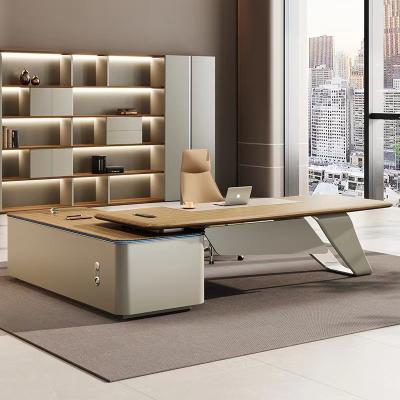 China Extendable Modern luxury executive desk, boss's office furniture, high-end office desk, L-shaped CEO's office furniture, modern design for sale