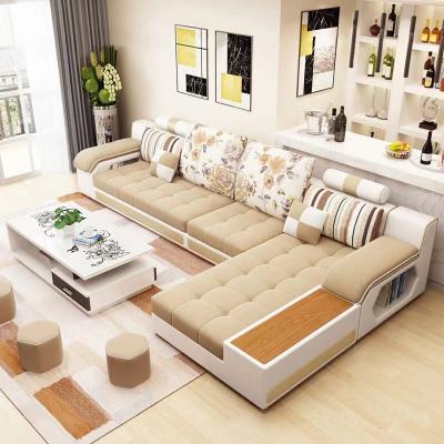 China Sofa  Bed Low cost modern style minimalist living room combination large fabric sofa can accommodate multiple people for sale