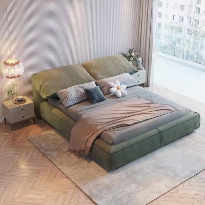 China Extendable Hot selling high-end master bedroom double king room retro light luxury custom color matte fabric soft bed for sale