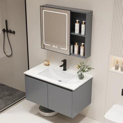 China Modern Cheap white ceramic integrated basin, bathroom cabinet, washbasin, dressing table, mirror cabinet combination for sale