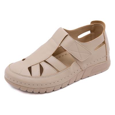 China Women's Summer Shoes Round Cavity Around The Toe Wedge Sandals Ladies Slippers Soft Sole Feminine Women's Sandals for sale