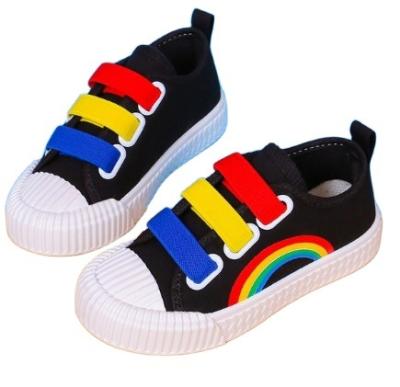 China Wholesale Rainbow Pattern Canvas Sweat-absorbent Flat Shoes School Fashion Go Walking Sneakers For Kids for sale