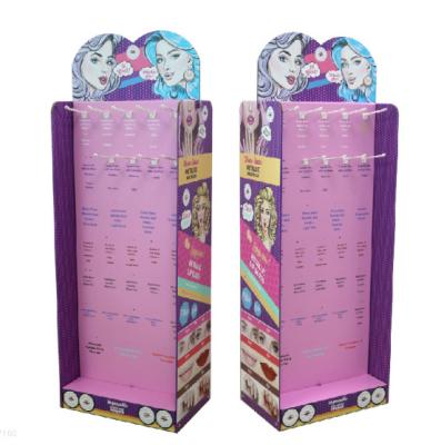 China Cosmetic Corrugated Cardboard Hook Display For Supermarket Lipstick Eyelashes for sale