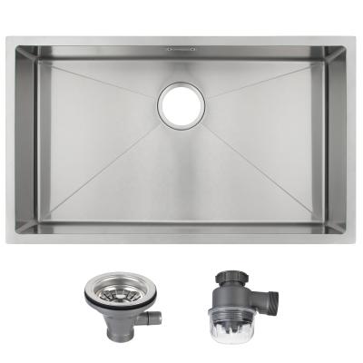 China Without Faucet Stainless Steel Handmade Single Bowl Undermount Kitchen Sink With Strainer And Drain (740*440*190mm) for sale